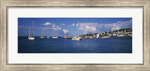 Framed Boats at a Harbor, Martinique, West Indies Print