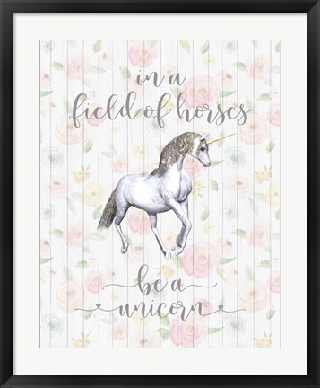 Framed Be A Unicorn Floral Wood Print