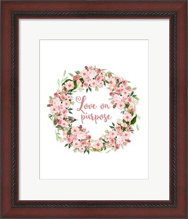 Framed Love on Purpose Pink Wreath Print