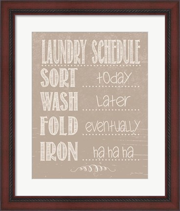 Framed Laundry Schedule - Beige Print