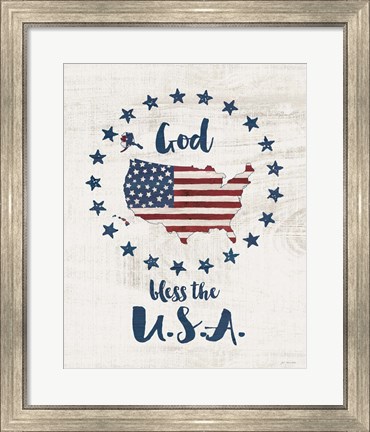 Framed God Bless USA Print