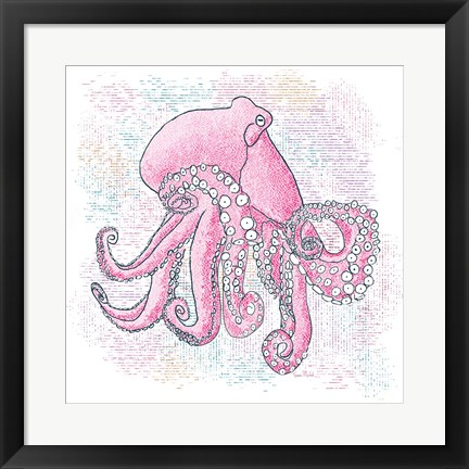 Framed Octopus Hot Pink Print