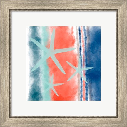 Framed Starfish Stripes Print