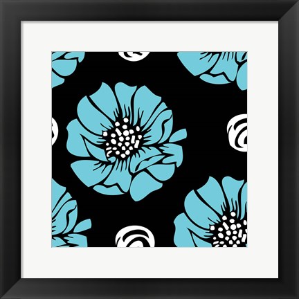 Framed Bold Turquoise Flower I Print