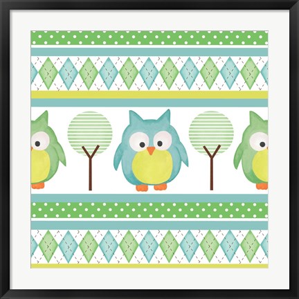 Framed Hoot Blue IV Print