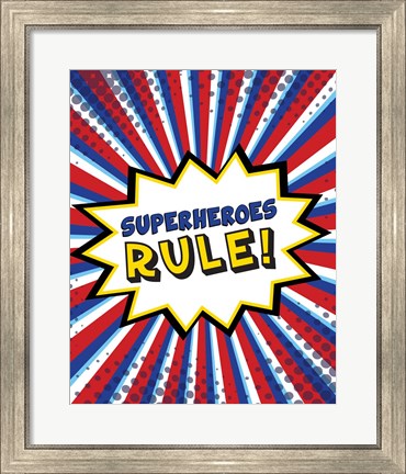 Framed Superheroes Rule Print