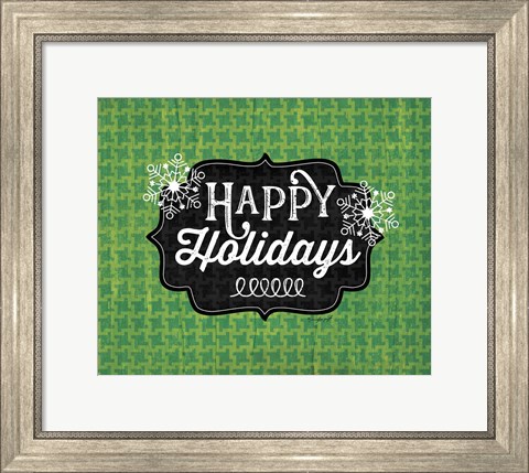 Framed Happy Holidays - Green Print