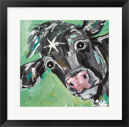 Framed Black Cow Print