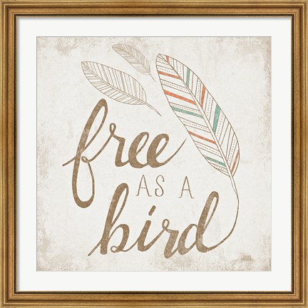 Framed Free as a Bird Beige Print