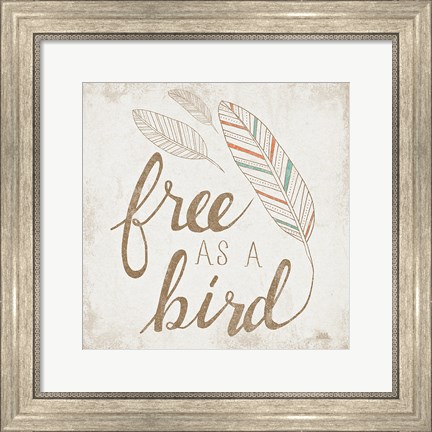 Framed Free as a Bird Beige Print