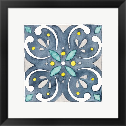 Framed Garden Getaway Tile IV Blue Print