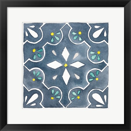 Framed Garden Getaway Tile II Blue Print