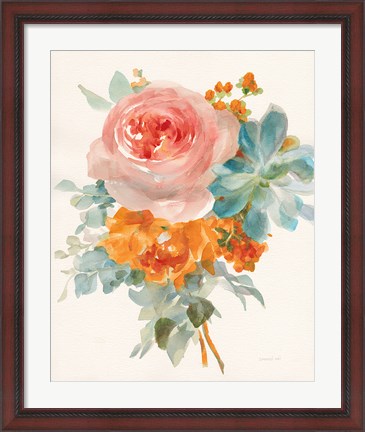 Framed Garden Bouquet II Orange Red Print