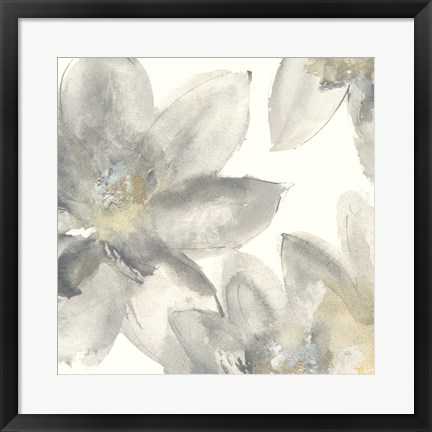 Framed Gray and Silver Flowers I Print