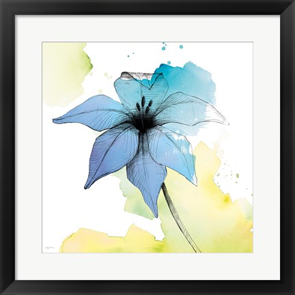 Framed Watercolor Graphite Flower V Print