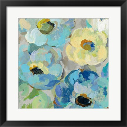 Framed Fresh Teal Flowers II Print