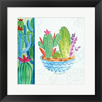 Framed Cacti Garden II no Birds and Butterflies Print