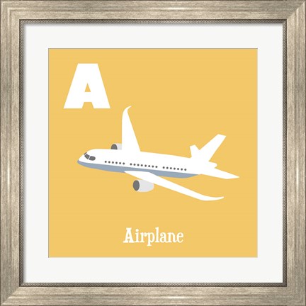 Framed Transportation Alphabet - A is for Airplane Print