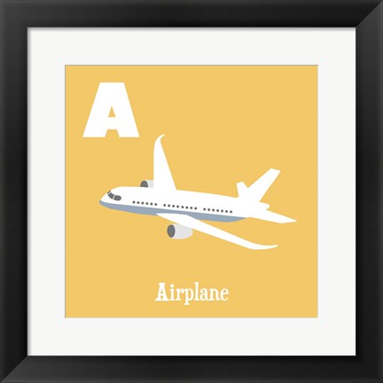 Framed Transportation Alphabet - A is for Airplane Print