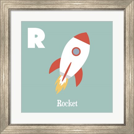 Framed Transportation Alphabet - R is for Rocket Print