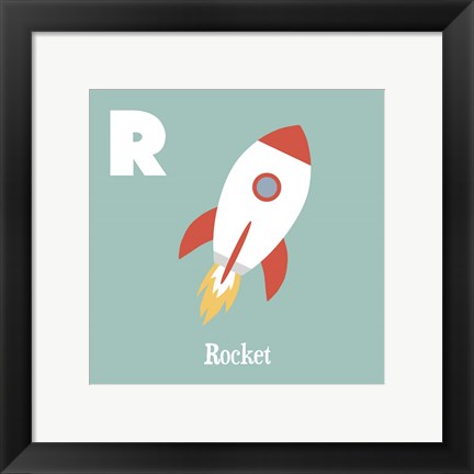 Framed Transportation Alphabet - R is for Rocket Print