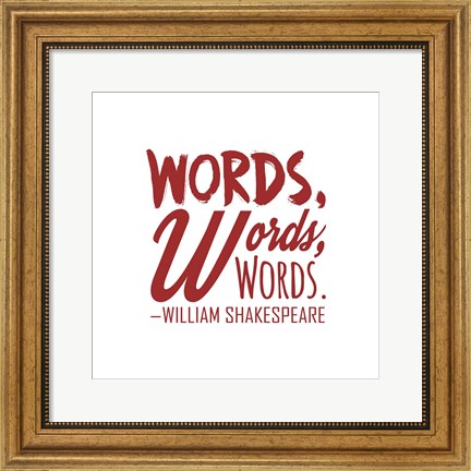 Framed Words Words Words Shakespeare Red Print