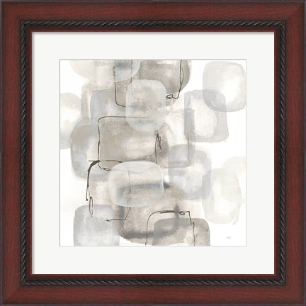 Framed Neutral Stacking I White Print