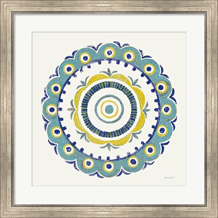 Framed Lakai Circle II Blue and Yellow Print