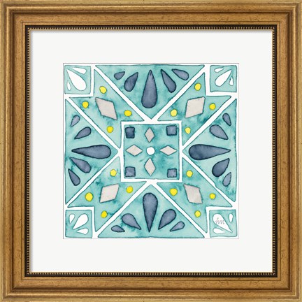 Framed Garden Getaway Tile IX Teal Print