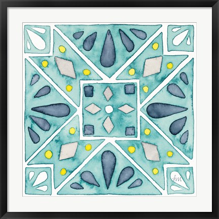 Framed Garden Getaway Tile IX Teal Print