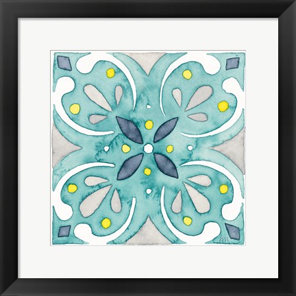 Framed Garden Getaway Tile IV Teal Print