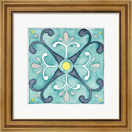 Framed Garden Getaway Tile III Teal Print