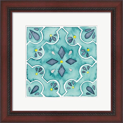 Framed Garden Getaway Tile II Teal Print