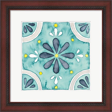 Framed Garden Getaway Tile I Teal Print