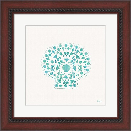 Framed Sea Charms III Teal no Words Print