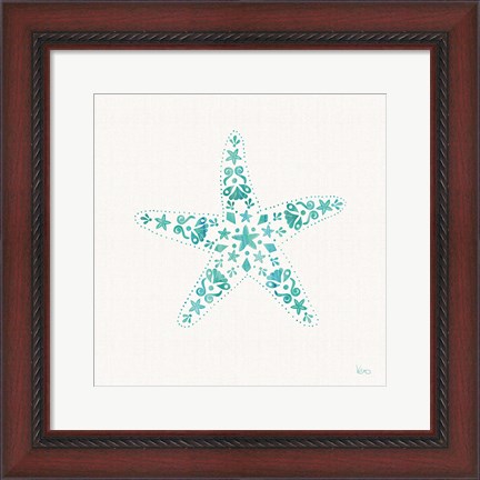 Framed Sea Charms I Teal no Words Print