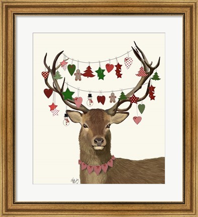Framed Deer, Homespun Decorations Print
