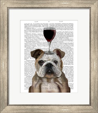 Framed Dog Au Vin, English Bulldog Print