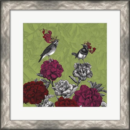 Framed Blooming Birds, Rhododendron Print