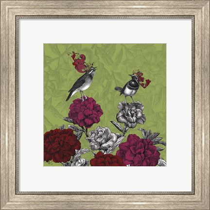 Framed Blooming Birds, Rhododendron Print