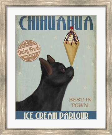 Framed Chihuahua, Black, Ice Cream Print