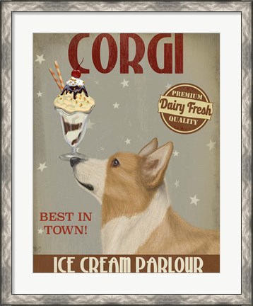 Framed Corgi, Tan, Ice Cream Print