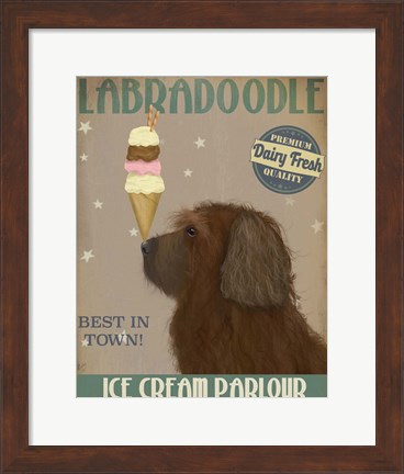 Framed Labradoodle, Brown, Ice Cream Print