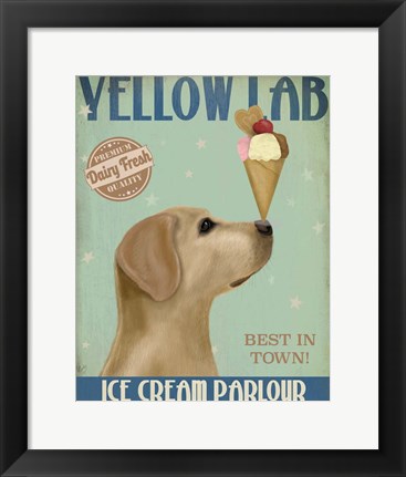 Framed Yellow Labrador Ice Cream Print