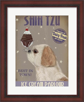 Framed Shih Tzu Ice Cream Print