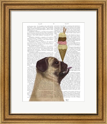 Framed Pug, Fawn, Ice Cream Print