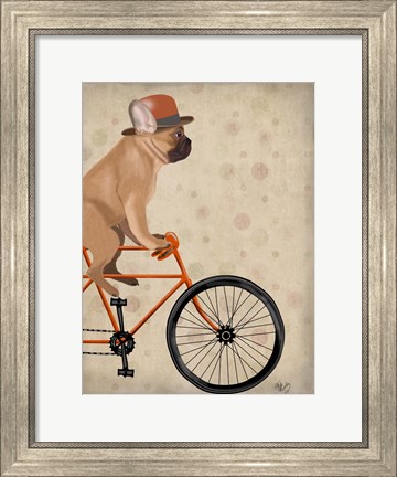 Framed French Bulldog on Bicycle Print