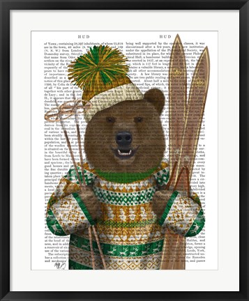 Framed Bear in Christmas Sweater Print