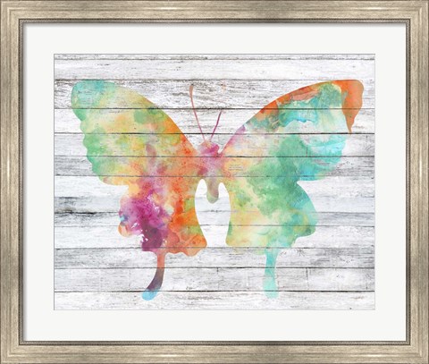 Framed Wings on Wood II Print