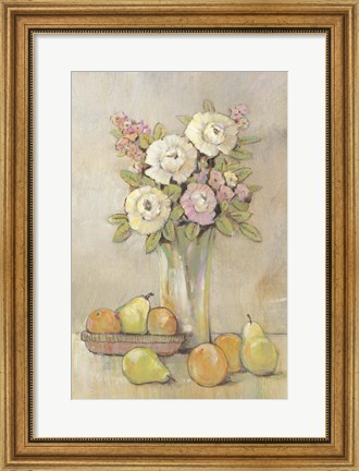 Framed Still Life Study Flowers &amp; Fruit I Print